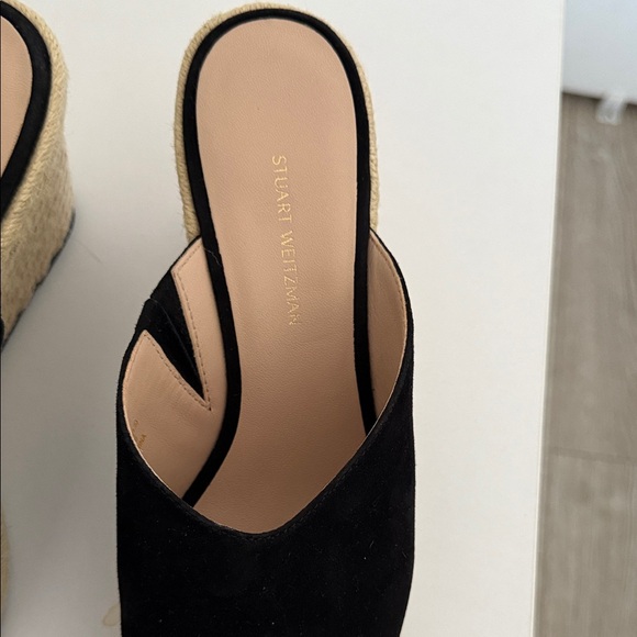 Stuart Weitzman Black and Tan Wedge Espadrilles - Picture 2 of 3